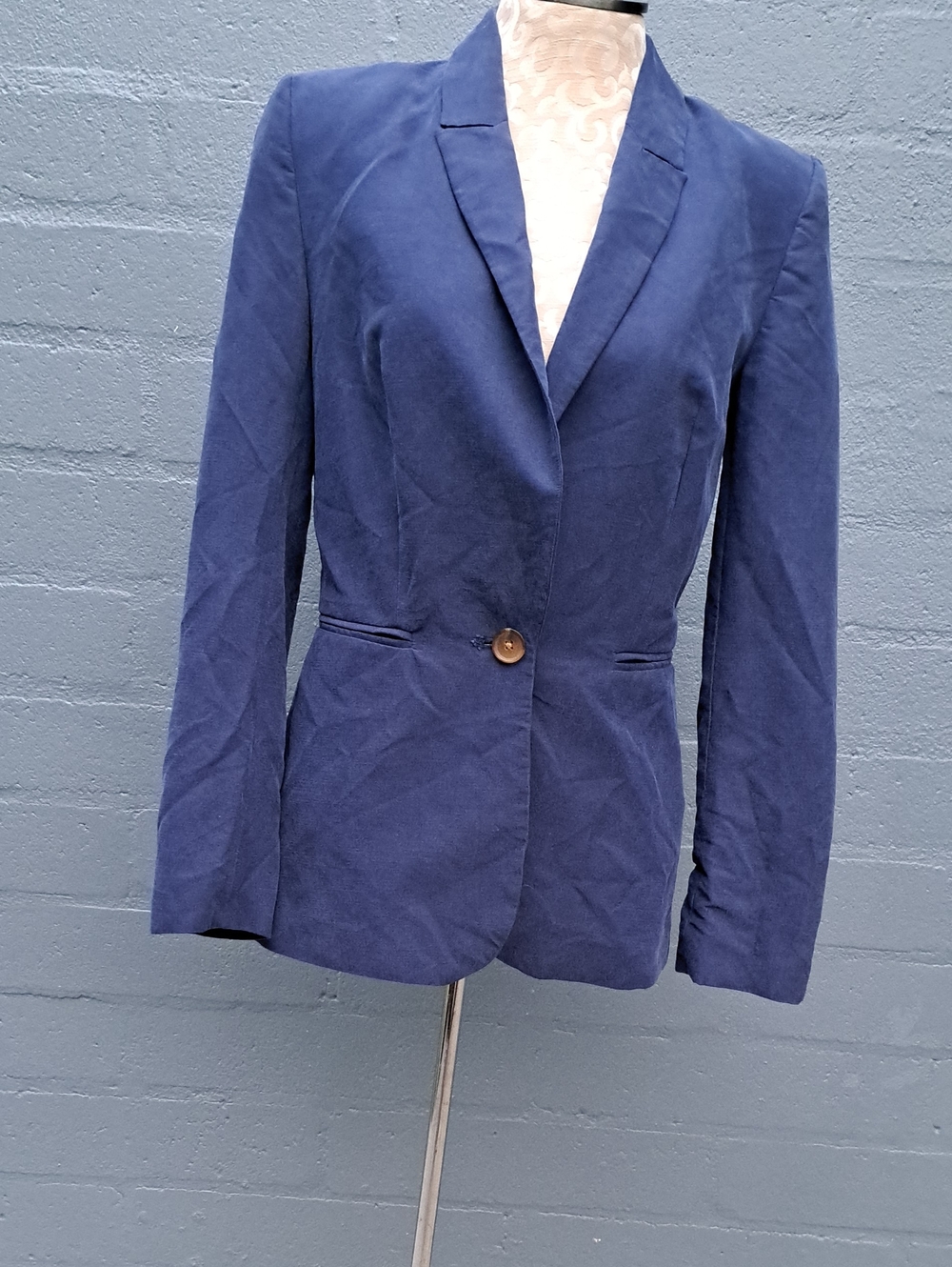 H&M Women's Dark Blue Single-Button Blazer